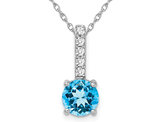 1.25 Carat (ctw) Blue Topaz & Diamond Pendant Necklace in 14K White Gold With Chain
